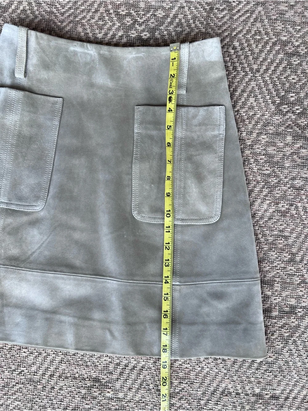 Derek Lam Warm Gray Suede Utility Mini Skirt Patch Pocket A-Line XS